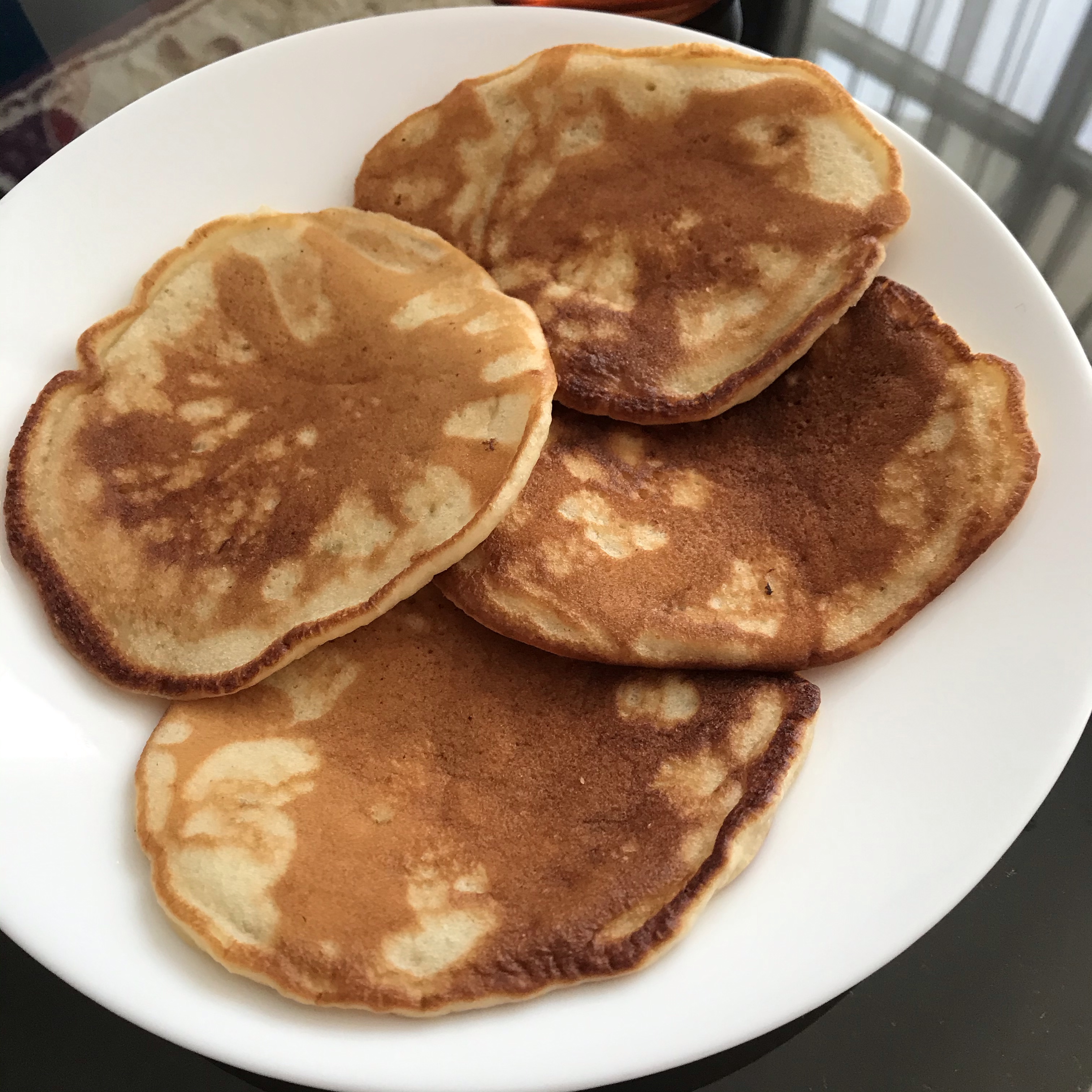 banana pancakes, eggs,